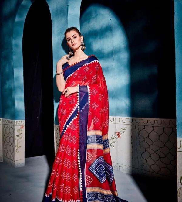 Imported Cotton Pompom Pochampally Vol 4 Printed Saree Collection